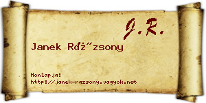 Janek Rázsony névjegykártya